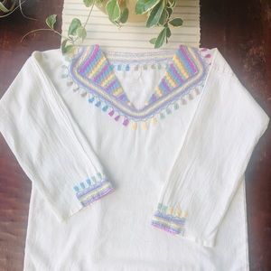 Authentic Mexican huipil embroidered boho top